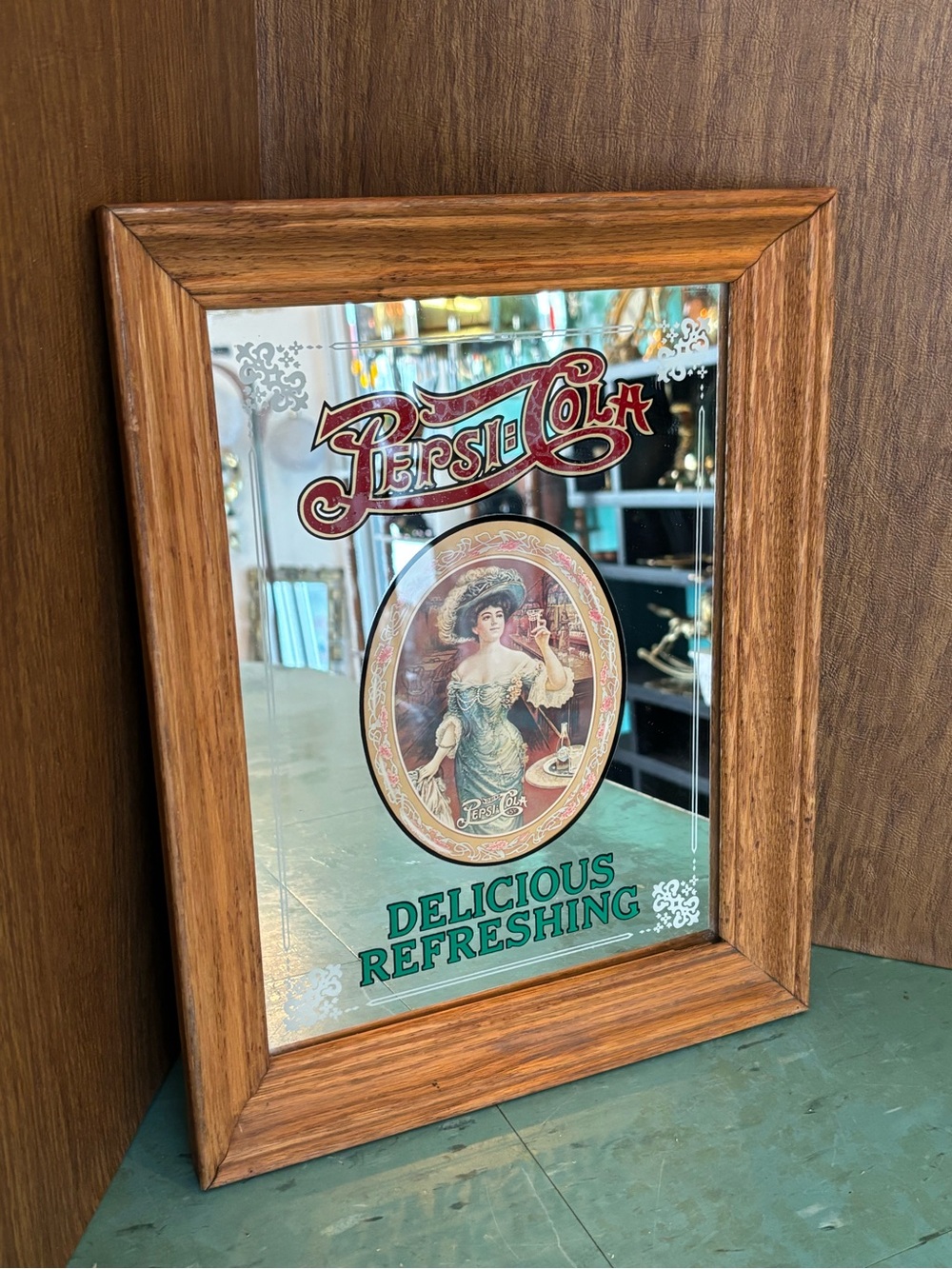 Vintage mirror wall art Pepsi advertising 1970’s